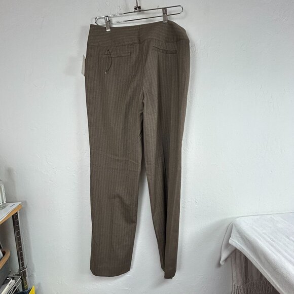 CAbi Womens Camel Trouser Pants Size 10 Brown Pinstripe Stretch Style 195 New - Picture 2 of 12